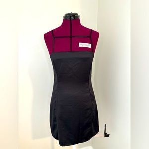 Satin bar tab cami dress in black